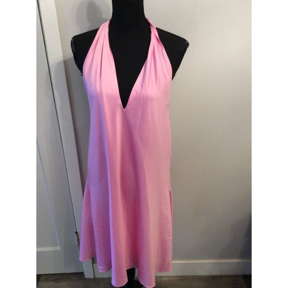 New NWT Pink Halter Slip Dress Size XL V Neck Women's